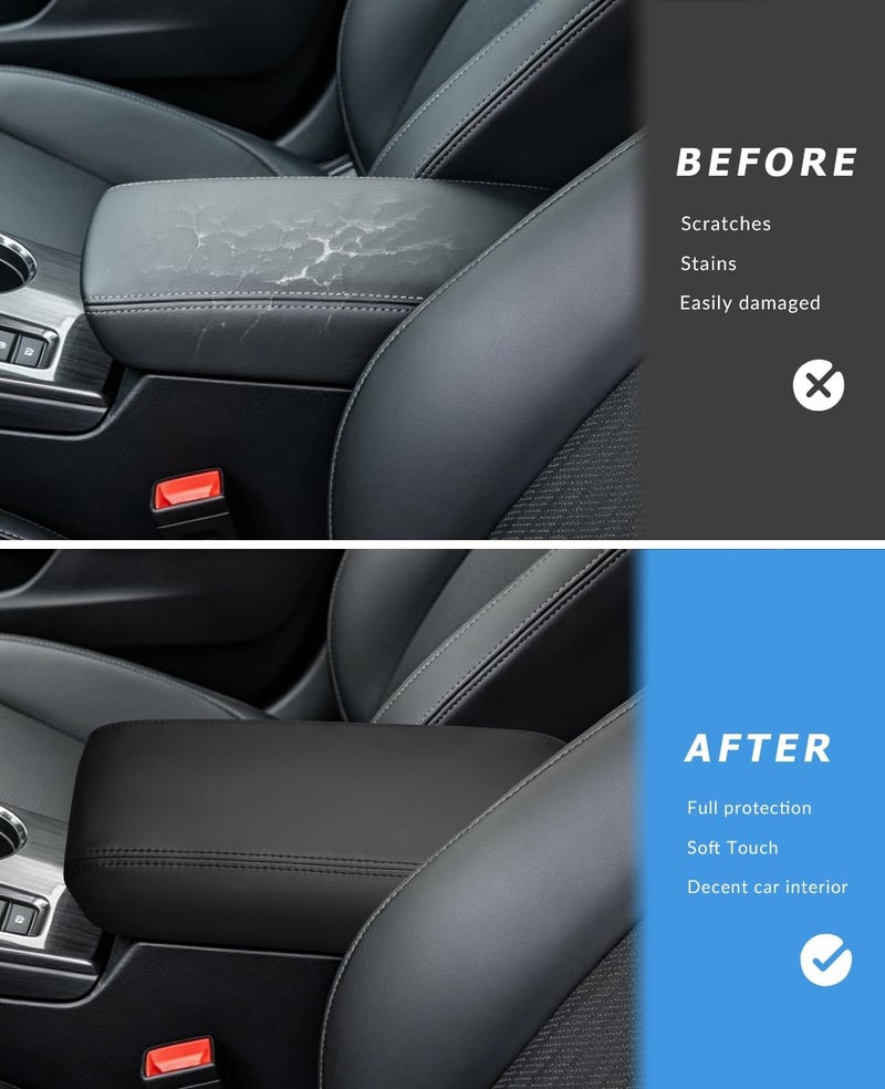 INTGET Car Center Console Armrest Cover for 2025 Honda Civic Accessories 2022 2023 2024 Sedan Hatchback Leather Interior Arm Rest Cover Console Lid Protector Seat Elbow (Black) - Image 3
