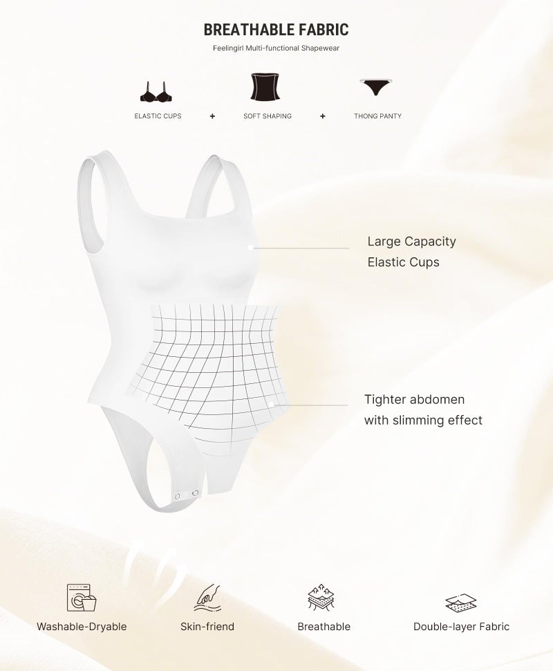 FeelinGirl White Shapewear Bodysuit Women Seamless Tummy Control Bodysuit Compression Shapewear Bodysuit White 3XL/4XL - Image 5