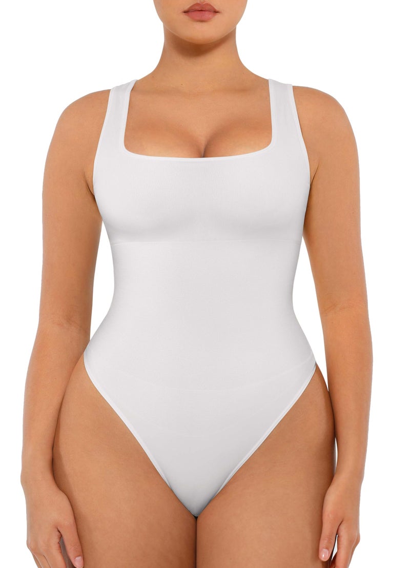 FeelinGirl White Shapewear Bodysuit Women Seamless Tummy Control Bodysuit Compression Shapewear Bodysuit White 3XL/4XL - Image 1