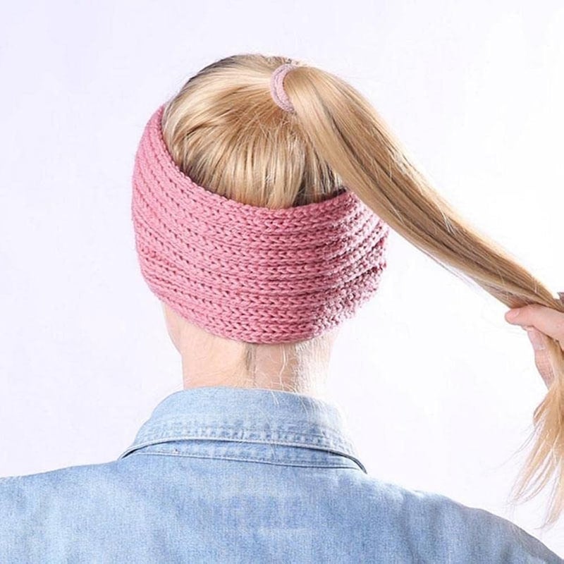 Richmen Women Knitted Woolen Headband Soft Fleece Winter Headwrap Warm Hairband Ear Warmer Hair Accessories for Girls and Women (A LightPink) - Image 4
