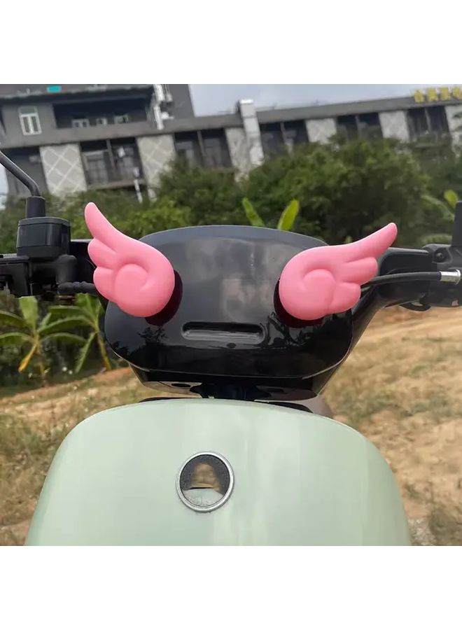 2pcs Pink Angel Wings Helmet Ornaments For Electric Car And Motorcycle - Image 1