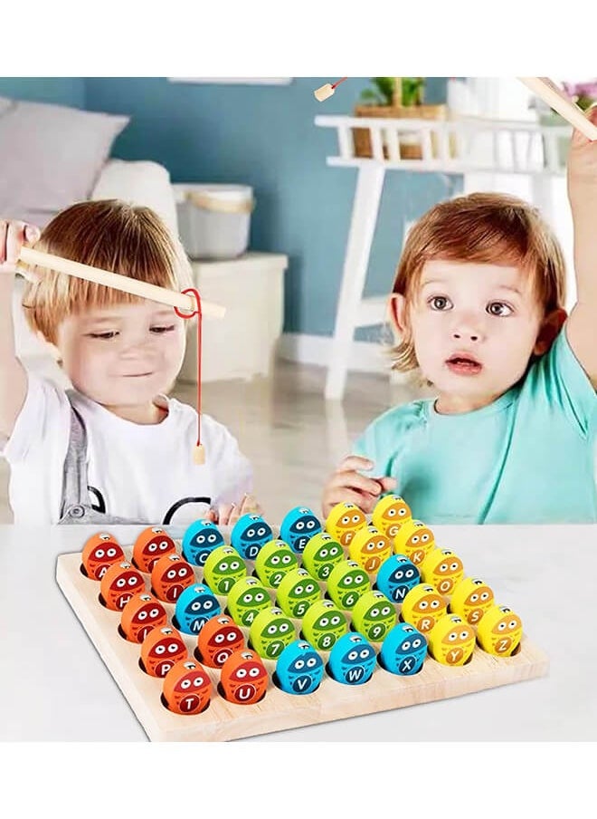 Aurlar - Magnetic Wooden Fishing Game – ABC & Numbers Sorting, Montessori Fine Motor Skills Toy, Interactive Educational Gift for Toddlers & Preschool Kids - Image 1