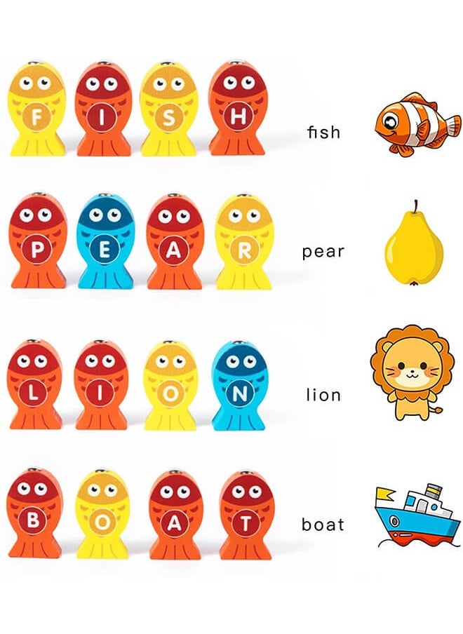 Aurlar - Magnetic Wooden Fishing Game – ABC & Numbers Sorting, Montessori Fine Motor Skills Toy, Interactive Educational Gift for Toddlers & Preschool Kids - Image 1