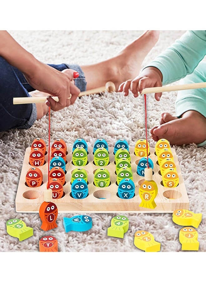 Aurlar - Magnetic Wooden Fishing Game – ABC & Numbers Sorting, Montessori Fine Motor Skills Toy, Interactive Educational Gift for Toddlers & Preschool Kids - Image 1