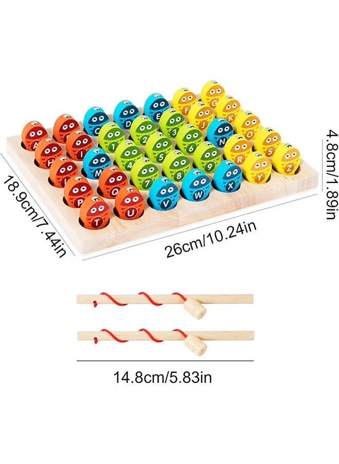 Aurlar - Magnetic Wooden Fishing Game – ABC & Numbers Sorting, Montessori Fine Motor Skills Toy, Interactive Educational Gift for Toddlers & Preschool Kids - Image 1