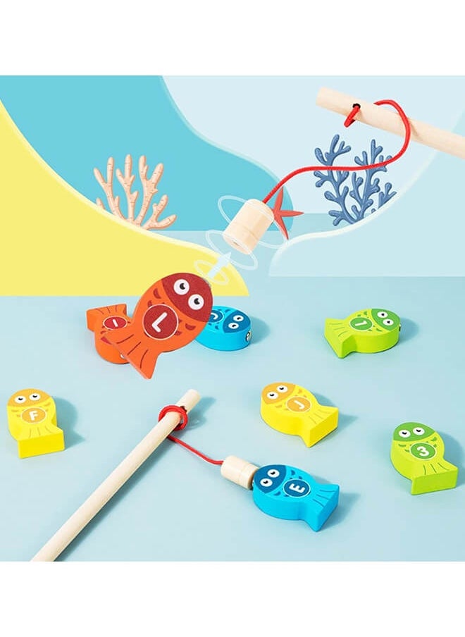 Aurlar - Magnetic Wooden Fishing Game – ABC & Numbers Sorting, Montessori Fine Motor Skills Toy, Interactive Educational Gift for Toddlers & Preschool Kids - Image 1
