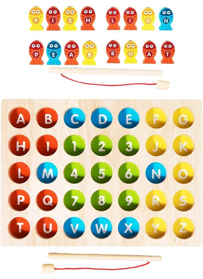 Aurlar - Magnetic Wooden Fishing Game – ABC & Numbers Sorting, Montessori Fine Motor Skills Toy, Interactive Educational Gift for Toddlers & Preschool Kids - Image 1
