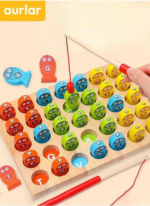 Magnetic Wooden Fishing Game – ABC & Numbers Sorting, Montessori Fine Motor Skills Toy, Interactive Educational Gift for Toddlers & Preschool Kids