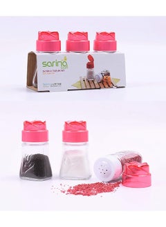 Glass Salt And Pepper Shakers 3 Piece Set Pink