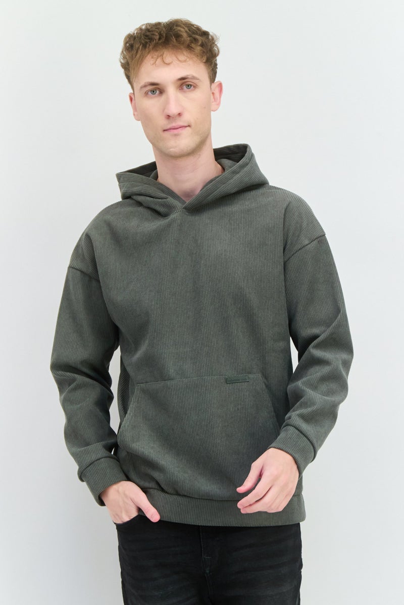 MEMBERS ONLY Men Long Sleeve Ribbed Hooded Sweatshirt, Basil - Image 1