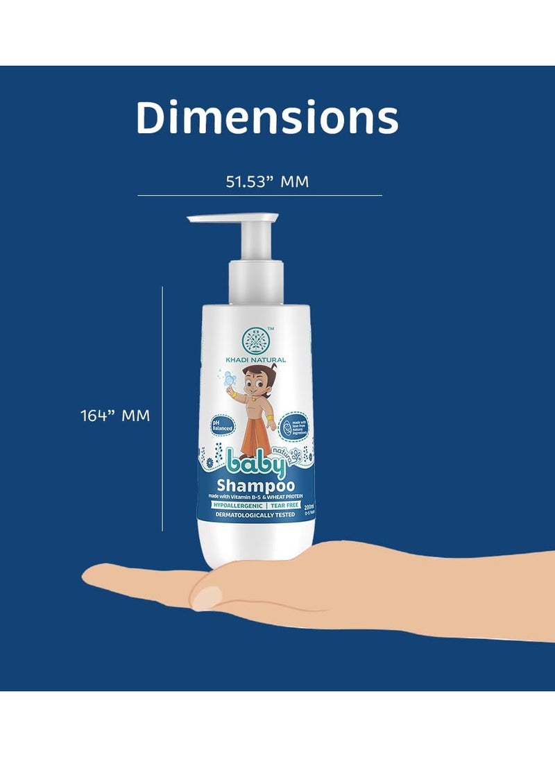 KHADI NATURAL VITAMIN -5 and WHEAT PROTEIN BABY SHAMPOO Hypoallergenic and Tear Free Baby Care 0-5 years pH Balanced Gentle Shampoo for Babies 200 ml - Image 2