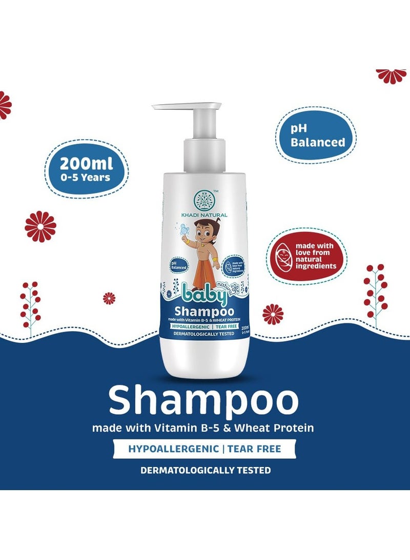 KHADI NATURAL VITAMIN -5 and WHEAT PROTEIN BABY SHAMPOO Hypoallergenic and Tear Free Baby Care 0-5 years pH Balanced Gentle Shampoo for Babies 200 ml - Image 3