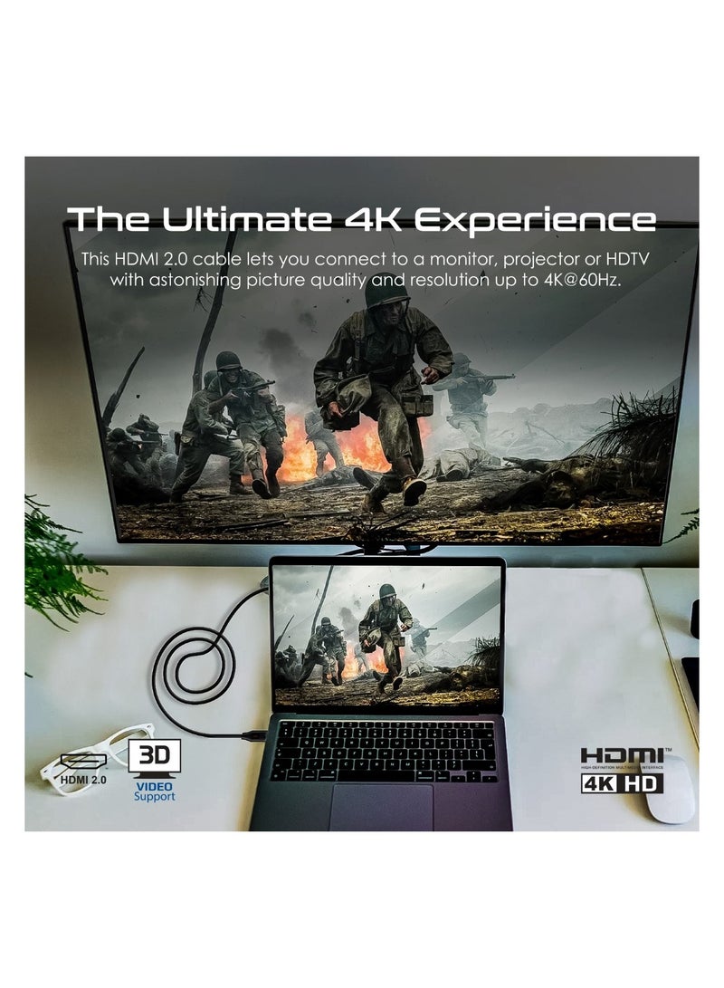 بروميت كابل HDMI 2.0، كابل HDMI 4K@60 هرتز HDMI إلى HDMI رفيع بطول 5 متر مع دعم فيديو ثلاثي الأبعاد وعرض نطاق 18 جيجابت في الثانية ودعم إيثرنت وموصلات مطلية بالذهب لأجهزة الكمبيوتر المحمولة وأجهزة التلفزيون الذكية والشاشات، ProLink4K60-500 أسود - Image 2