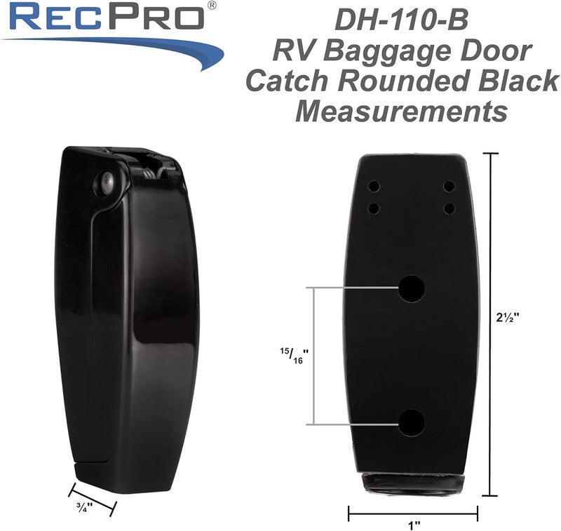 RecPro Black RV Rounded Baggage Door Catch Latch Compartment Hardware Clips | Latches 16343-23 (2 Pack) - Image 2
