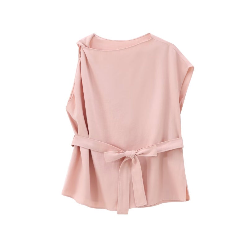 ZA cross-border womens clothing wholesale new European and American style solid color linen blended jacket casual trousers 4043246 pink top - Image 1