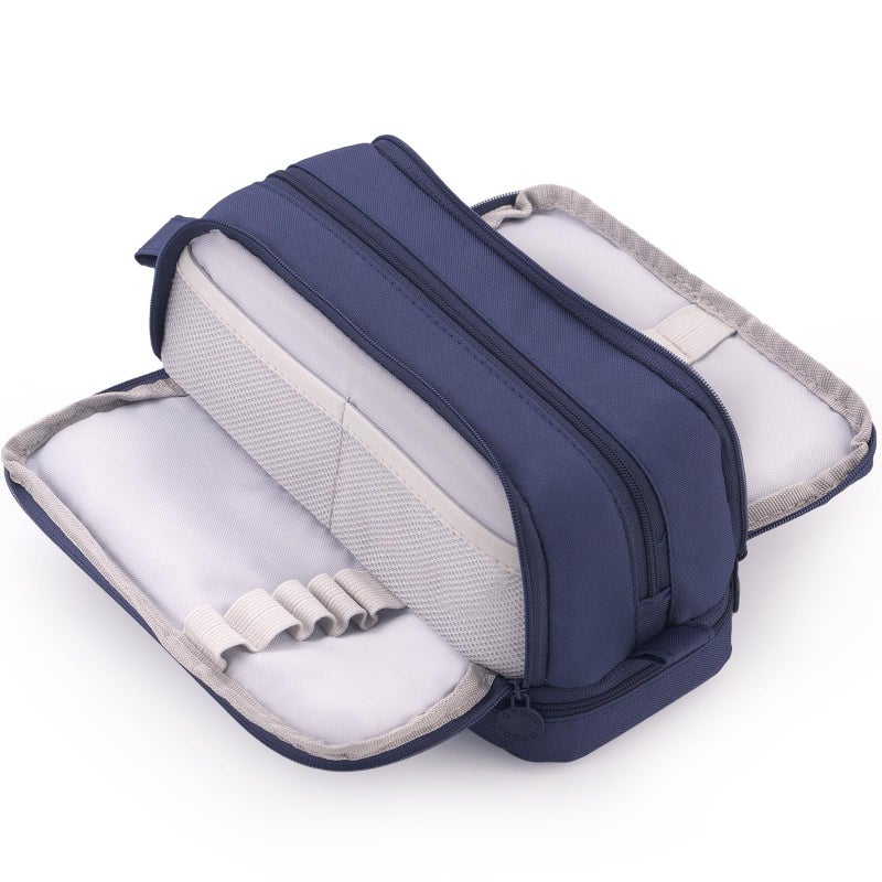 CICIMELON Large Capacity Pen Pencil Case with 4 Compartments, Multi-Slot Pencil Pouch Bag Aesthetic School Supplies Organizer for Teen Girls, Women, Adults (Navy) - Image 1