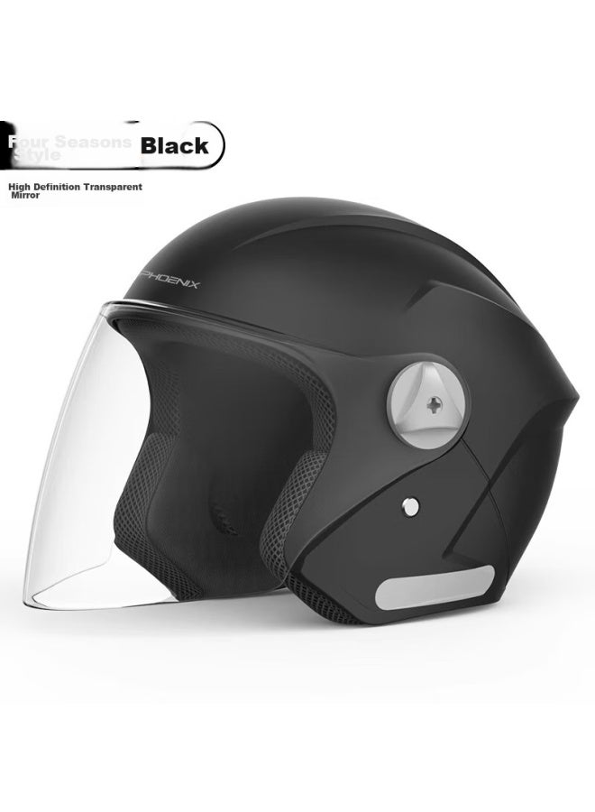 Phoenix New National Standard Electric Bicycle Helmet With Dual Visor 3/4 Half Helmet Matte Black Uni All-season Electric Scooter Helmet Winter Warm Riding Safety Helmet - Image 1