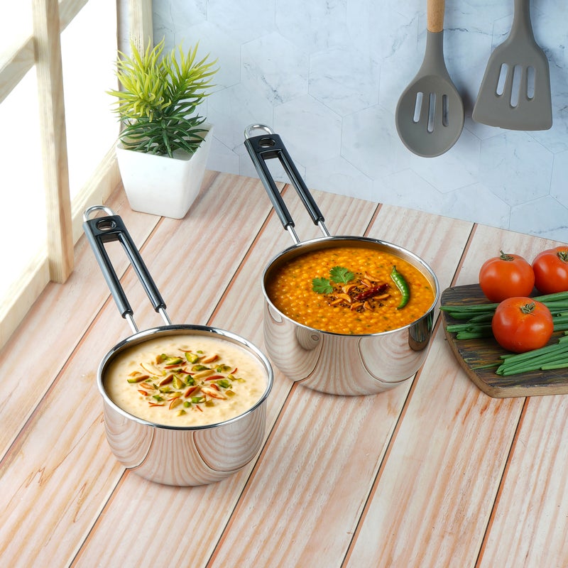 Kraft Stainless Steel Saucepan – 14 cm, 1 Litre | Gas Stove Compatible | Durable Steel Pan for Boiling Milk, Making Tea, Soups & Sauces | Rust-Free, Easy to Clean, Long-Lasting Finish - Image 2