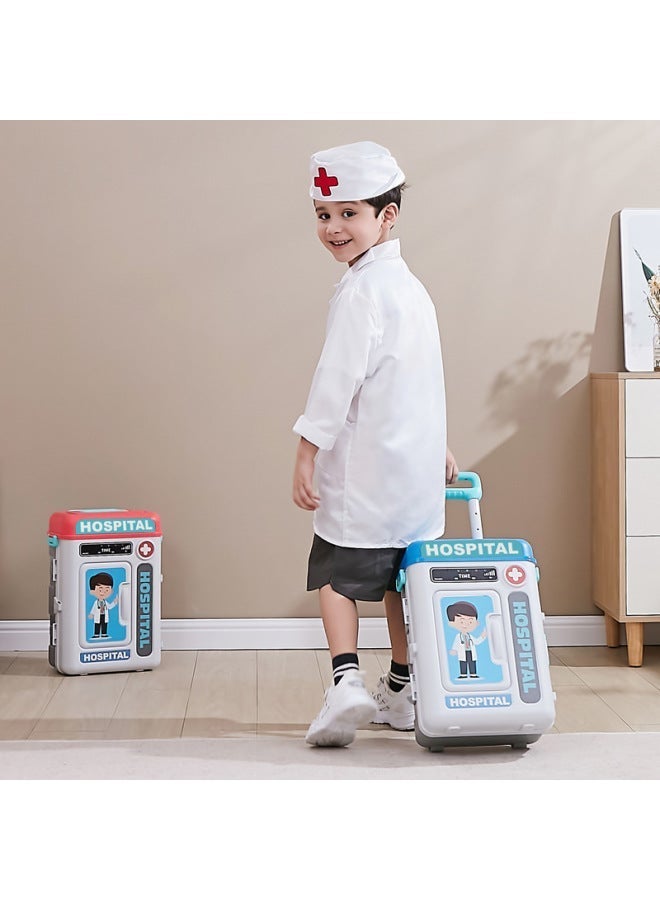 Children's Doctor Role-Play Toy Set, Rolling Case & Cart Medical Tools Combination, Pretend Play Medical Toys - Image 4