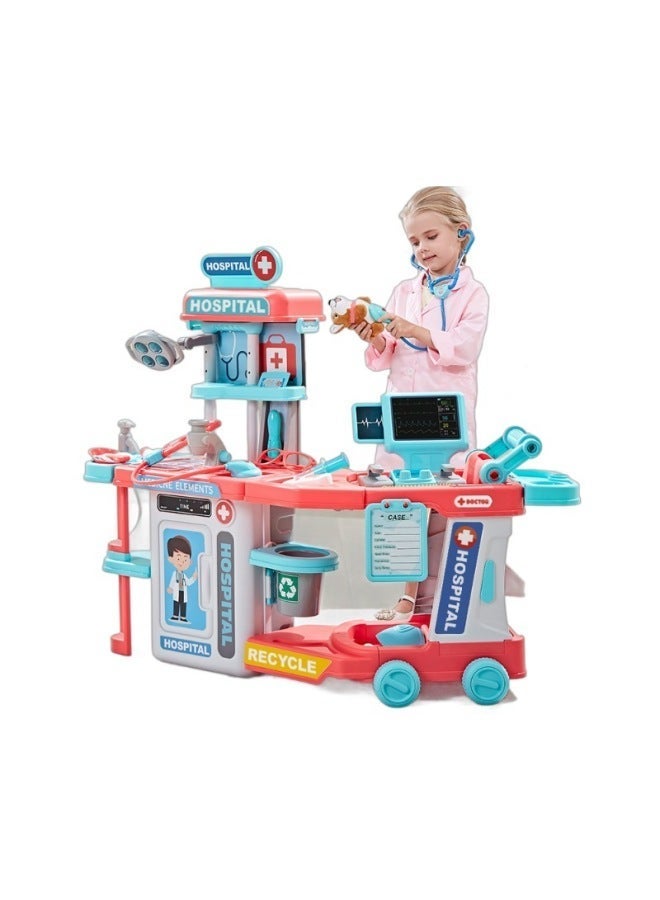 Children's Doctor Role-Play Toy Set, Rolling Case & Cart Medical Tools Combination, Pretend Play Medical Toys - Image 1