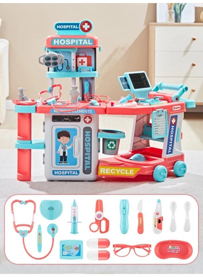 Children's Doctor Role-Play Toy Set, Rolling Case & Cart Medical Tools Combination, Pretend Play Medical Toys - Image 2