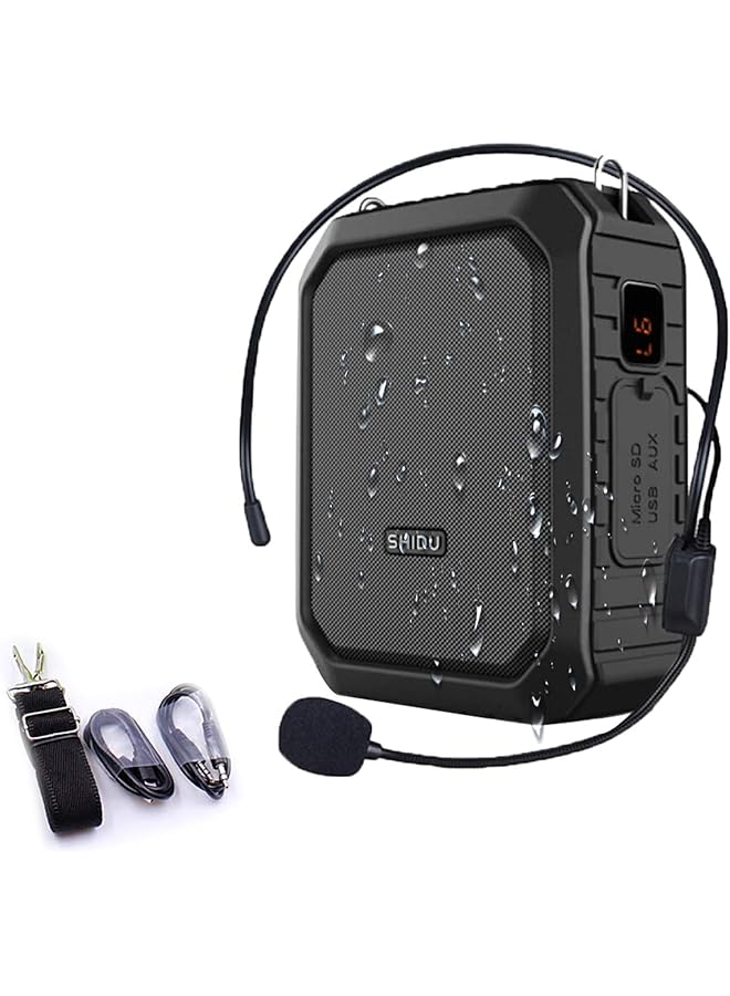erorex Portable Voice Amplifier Personal Voice Amplifier 18W With Wired Microphone Headset Waterproof Bluetooth Speaker Rechargeable Pa System For Outdoors Teachers Shower Beach Tour Guide  - Image 1