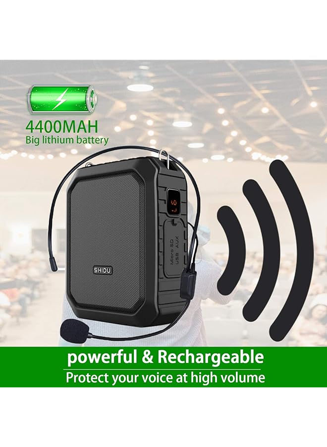 erorex Portable Voice Amplifier Personal Voice Amplifier 18W With Wired Microphone Headset Waterproof Bluetooth Speaker Rechargeable Pa System For Outdoors Teachers Shower Beach Tour Guide  - Image 4