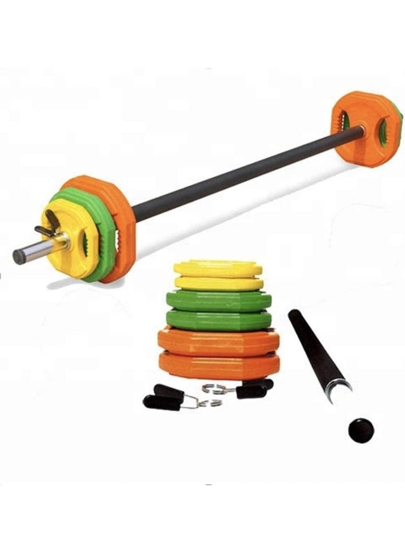 SG Space Gym 20KG Professional Adjustable Barbell Weight Set for Strength Training, Home Gym & Body Pump Workouts, Rubber-Coated Cast Iron Plates with Anti-Roll Design, Non-Slip Grip Bar, Quick Lock Collars - Image 3