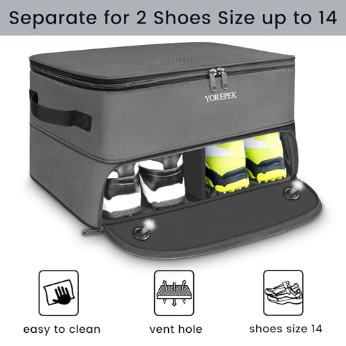 YOREPEK Large 2 Layer Golf Trunk Organizer for 2 Size 14 Pair Shoes, Expanding Golfing Trunk Locker Organizer With Upper Adjustable Separation, Golf Accessories For Men, Cool Gifts For Golfer, GREY - Image 3