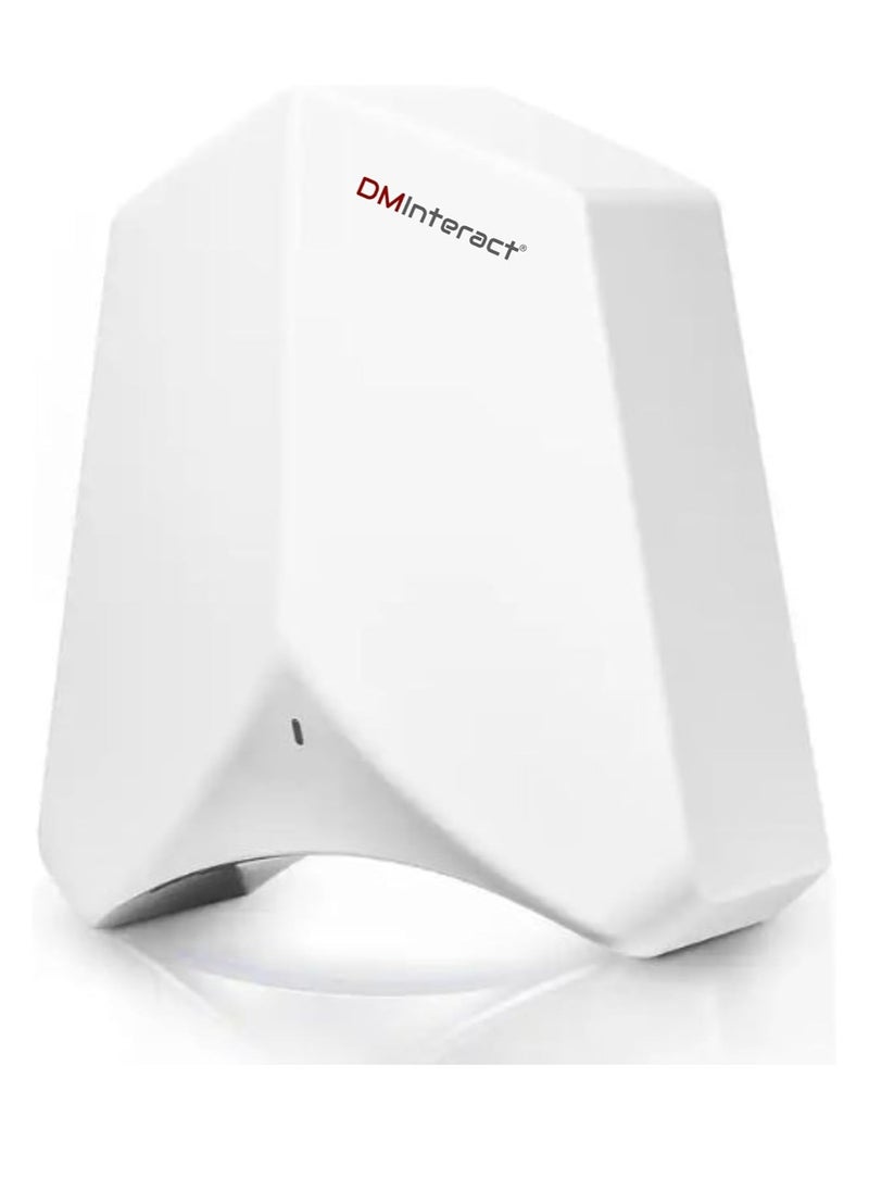 دي ام انتراكت DMInteract DM-AB300 1100 وات، 220 فولت عند 50 هرتز يعمل بالكهرباء، مجفف يد أوتوماتيكي عالي السرعة 90 متر/الثانية مع HEPA، درجة حرارة الرياح الساخنة والباردة 45 درجة مئوية للمكتب والفندق والمنزل (اللون الأبيض)  - Image 1