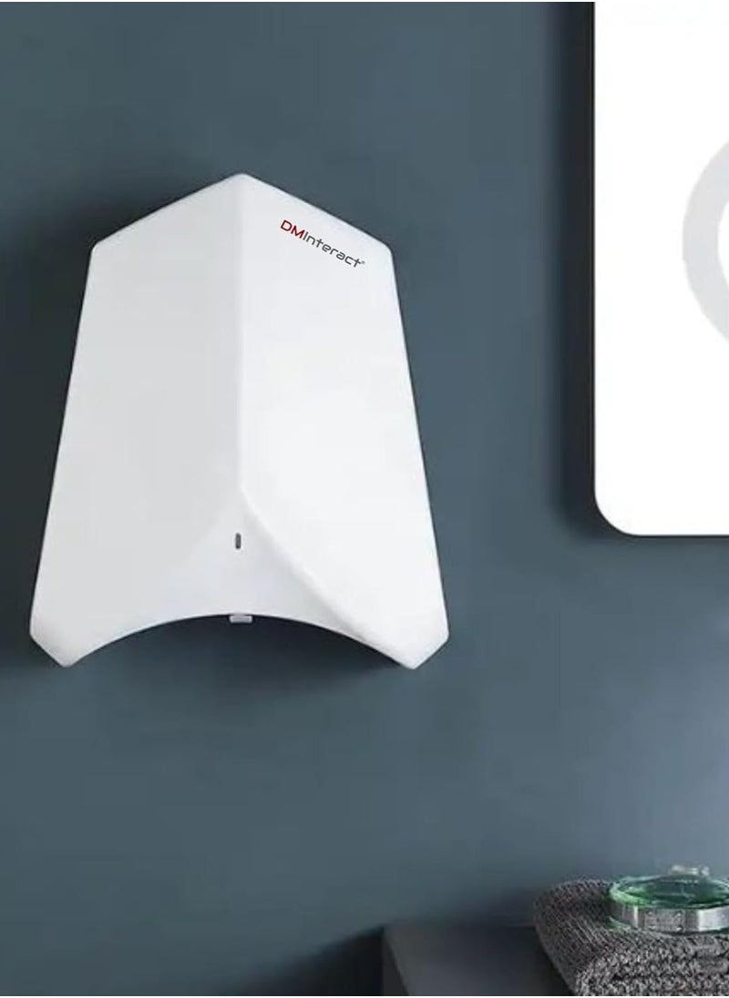دي ام انتراكت DMInteract DM-AB300 1100 وات، 220 فولت عند 50 هرتز يعمل بالكهرباء، مجفف يد أوتوماتيكي عالي السرعة 90 متر/الثانية مع HEPA، درجة حرارة الرياح الساخنة والباردة 45 درجة مئوية للمكتب والفندق والمنزل (اللون الأبيض)  - Image 5
