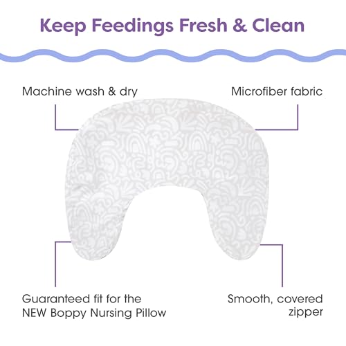 Boppy Nursing Pillow Cover - Soft, Hypoallergenic Washable Microfiber Bottle & Breastfeeding Pillow Covers (Redesigned Feeding Pillow Sold Separately) - Cream Retro Squiggles - Image 3