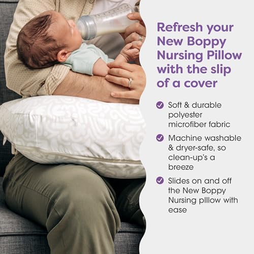 Boppy Nursing Pillow Cover - Soft, Hypoallergenic Washable Microfiber Bottle & Breastfeeding Pillow Covers (Redesigned Feeding Pillow Sold Separately) - Cream Retro Squiggles - Image 2