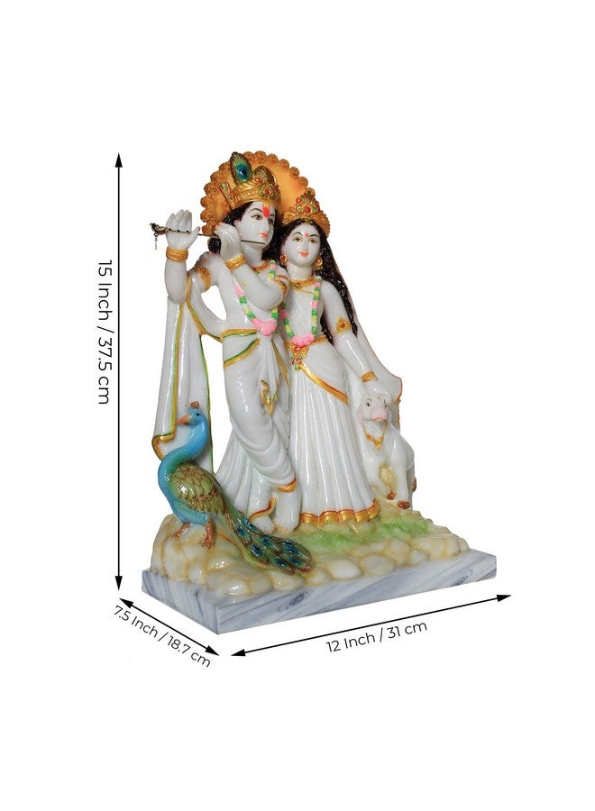 FABZONE Marble Dust Radha Krishna Idol | Radhey Shyam, Multicolor(White), 15 Inches, 1 Piece - Image 4