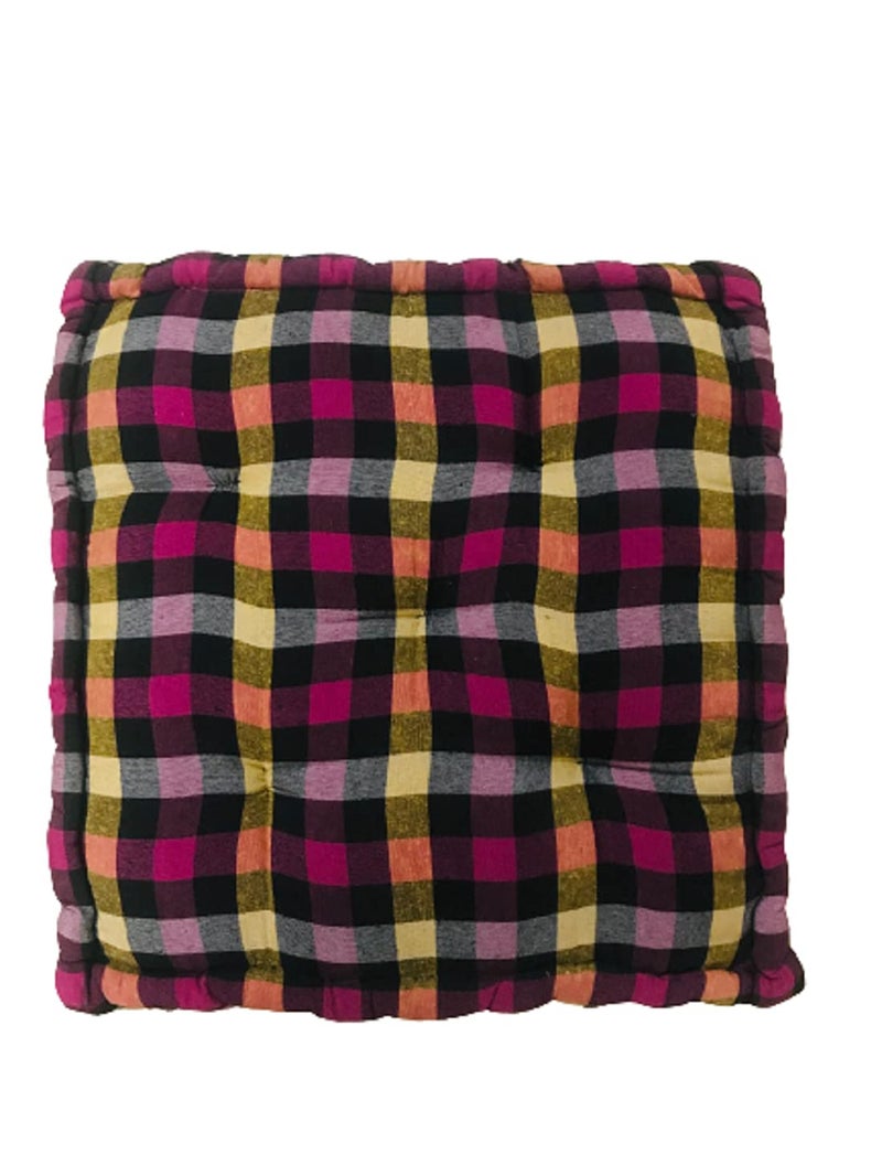 Atootfusion Home Floor Square Cotton Cushion (18 x 18 x 3 Inch, Multicolour) - Image 1