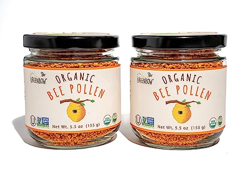 Greenbow Organic Bee Pollen  100 USDA Certified Organic NonGMO Pure  Natural Bee Pollen  Superfood Packed with Proteins Vitamins  Minerals  Kosher Certified Gluten Free 155g x 2 Jars - Image 1
