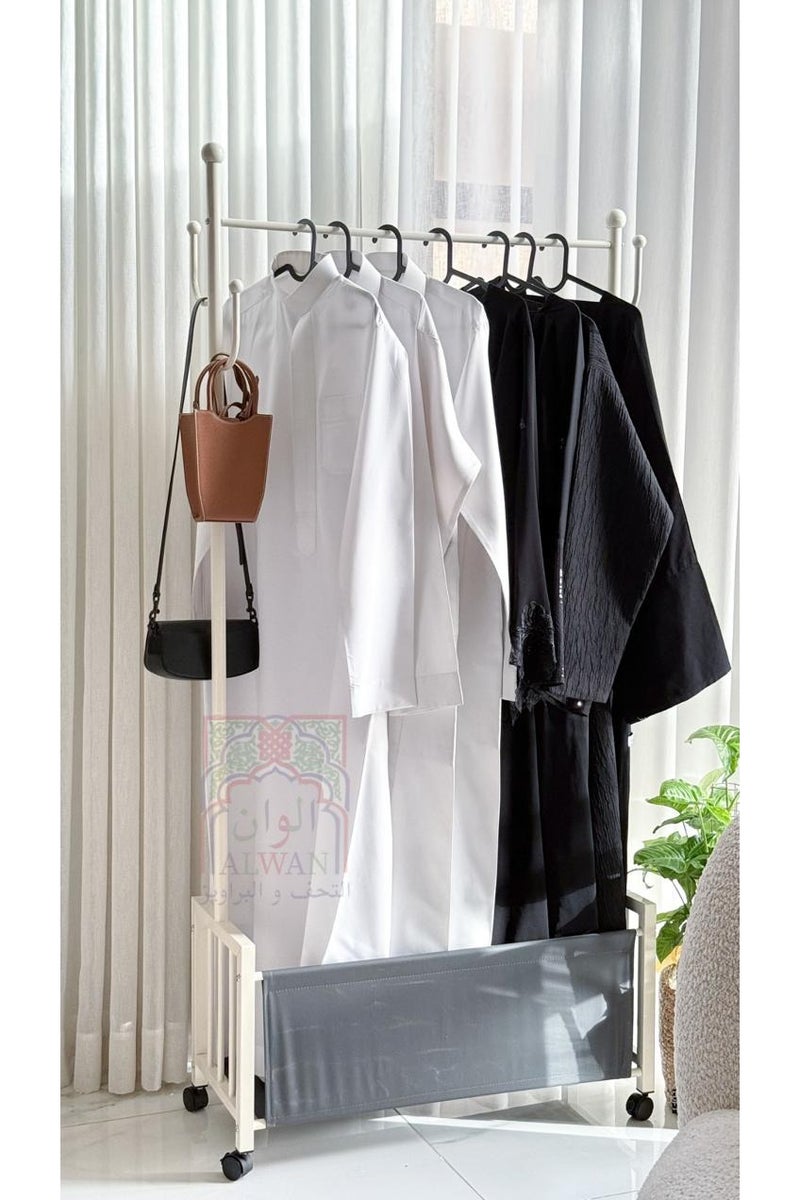 الوان التحف والبراويز علاقة ملابس مع سلة تخزين، ارتفاع 175 سم، عرض 80 سم - Image 1