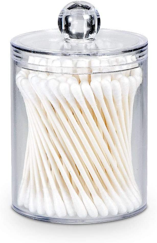 Zeinwap Cotton Swab Storage Dispenser - Clear Cotton Ball & Earbud Holder Storage Box, Cosmetics Makeup Storage Holder Box for Women Organizer Container with Lid (Pack of 1) - Image 1