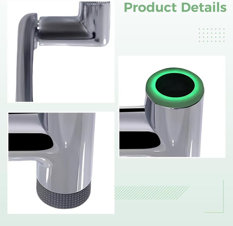 Bathroom Faucet Aerator with Temperature Display, Lighted Mechanical Arm, Faucet Extender, Long-Lasting Metal, Chrome Finish, Easy Install - Image 3