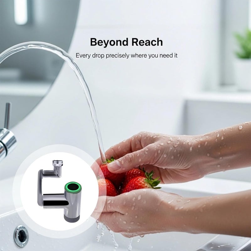 Bathroom Faucet Aerator with Temperature Display, Lighted Mechanical Arm, Faucet Extender, Long-Lasting Metal, Chrome Finish, Easy Install - Image 2