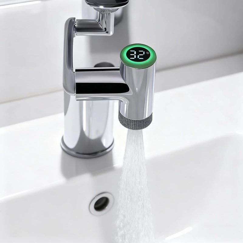 Bathroom Faucet Aerator with Temperature Display, Lighted Mechanical Arm, Faucet Extender, Long-Lasting Metal, Chrome Finish, Easy Install - Image 5
