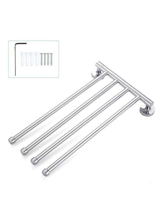 NIBEMINENT Wall-Mounted Swivel Towel Bar Silver 34x19.5.3.7cm - Image 2
