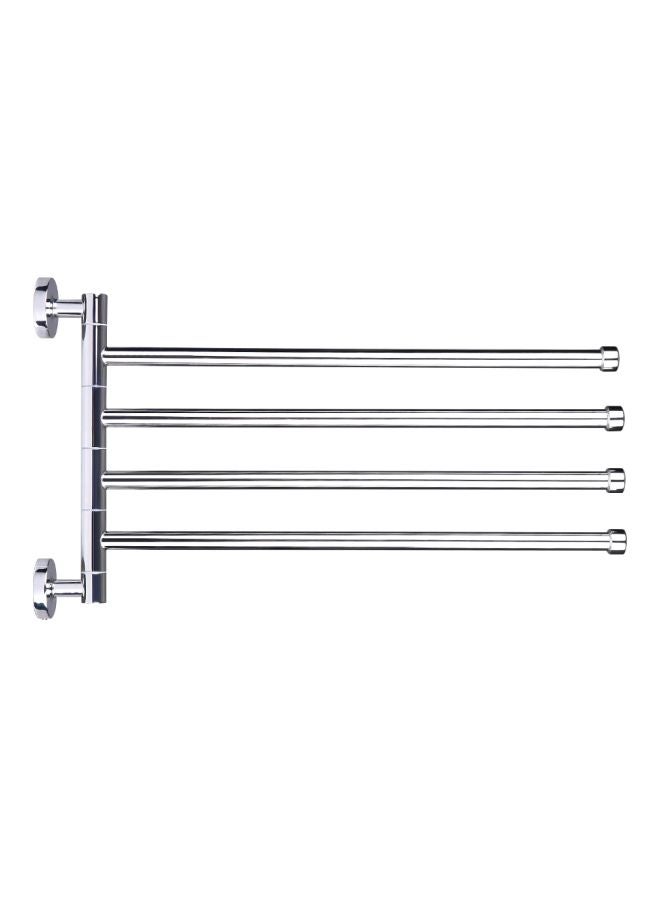 NIBEMINENT Wall-Mounted Swivel Towel Bar Silver 34x19.5.3.7cm - Image 1