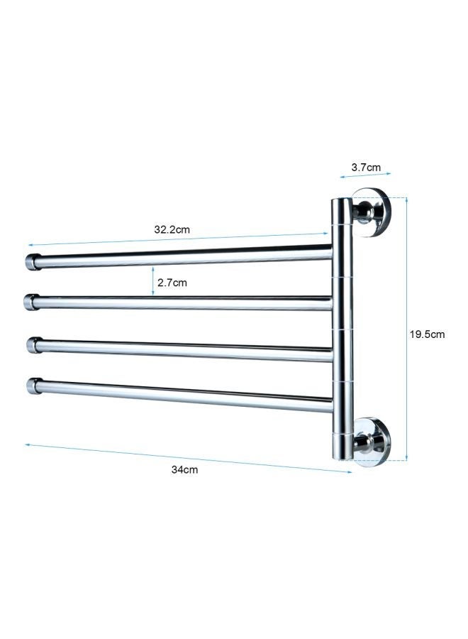 NIBEMINENT Wall-Mounted Swivel Towel Bar Silver 34x19.5.3.7cm - Image 3