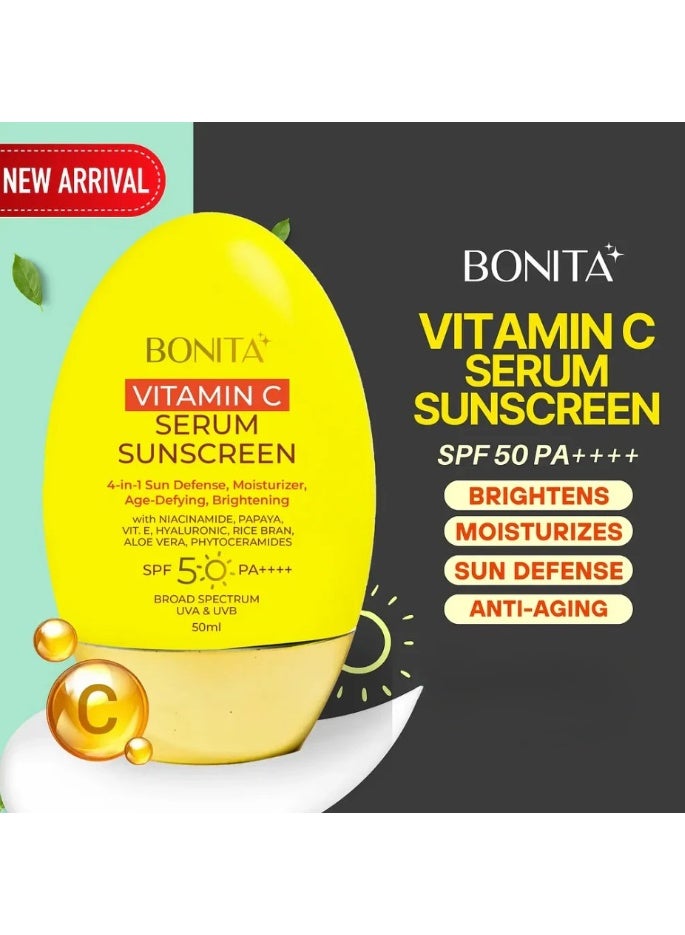 بونيتا سيروم بونيتا بفيتامين سي واقي من الشمس SPF50 PA++++ 50 مل - حماية من الأشعة فوق البنفسجية لتفتيح البشرة وإضفاء إشراقة متألقة - Image 3