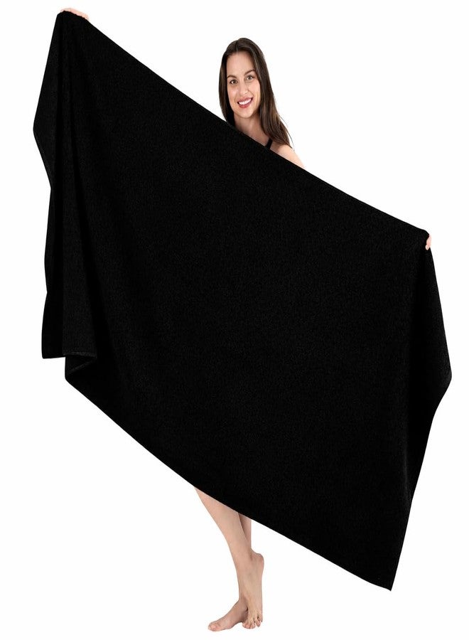 SALBAKOS Luxury 100% Turkish Cotton Bath Sheets 40x80 in Oversized Extra Large Bath Towels | Premium Hotel Quality Thick Soft Absorbent Turkish Towel for Spa Beach (Pack of 1, Black, Jumbo Bath Sheet) - Image 1