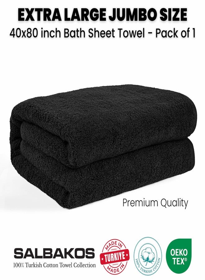 SALBAKOS Luxury 100% Turkish Cotton Bath Sheets 40x80 in Oversized Extra Large Bath Towels | Premium Hotel Quality Thick Soft Absorbent Turkish Towel for Spa Beach (Pack of 1, Black, Jumbo Bath Sheet) - Image 3