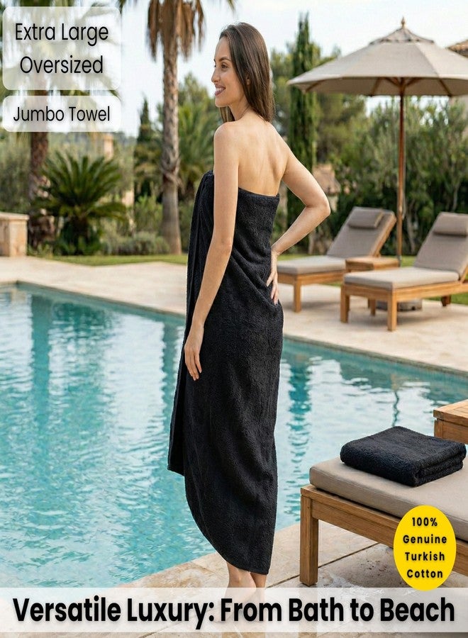 SALBAKOS Luxury 100% Turkish Cotton Bath Sheets 40x80 in Oversized Extra Large Bath Towels | Premium Hotel Quality Thick Soft Absorbent Turkish Towel for Spa Beach (Pack of 1, Black, Jumbo Bath Sheet) - Image 2