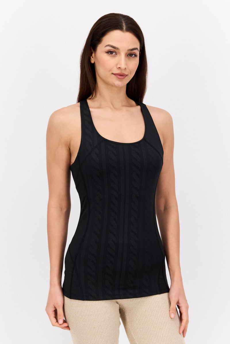 Tahari Sports Women Sportswear Fit Sleeveless Training Tank Top, Black  - Image 1