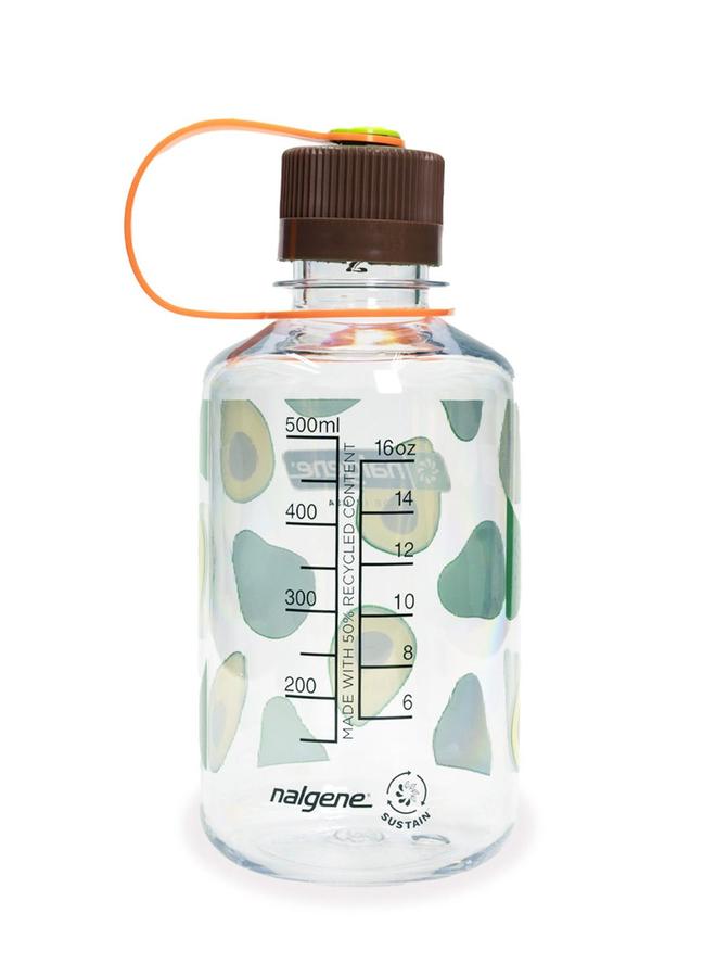 Nalgene 16oz NM Clear Water Bottle, with Avocados Print - Image 1